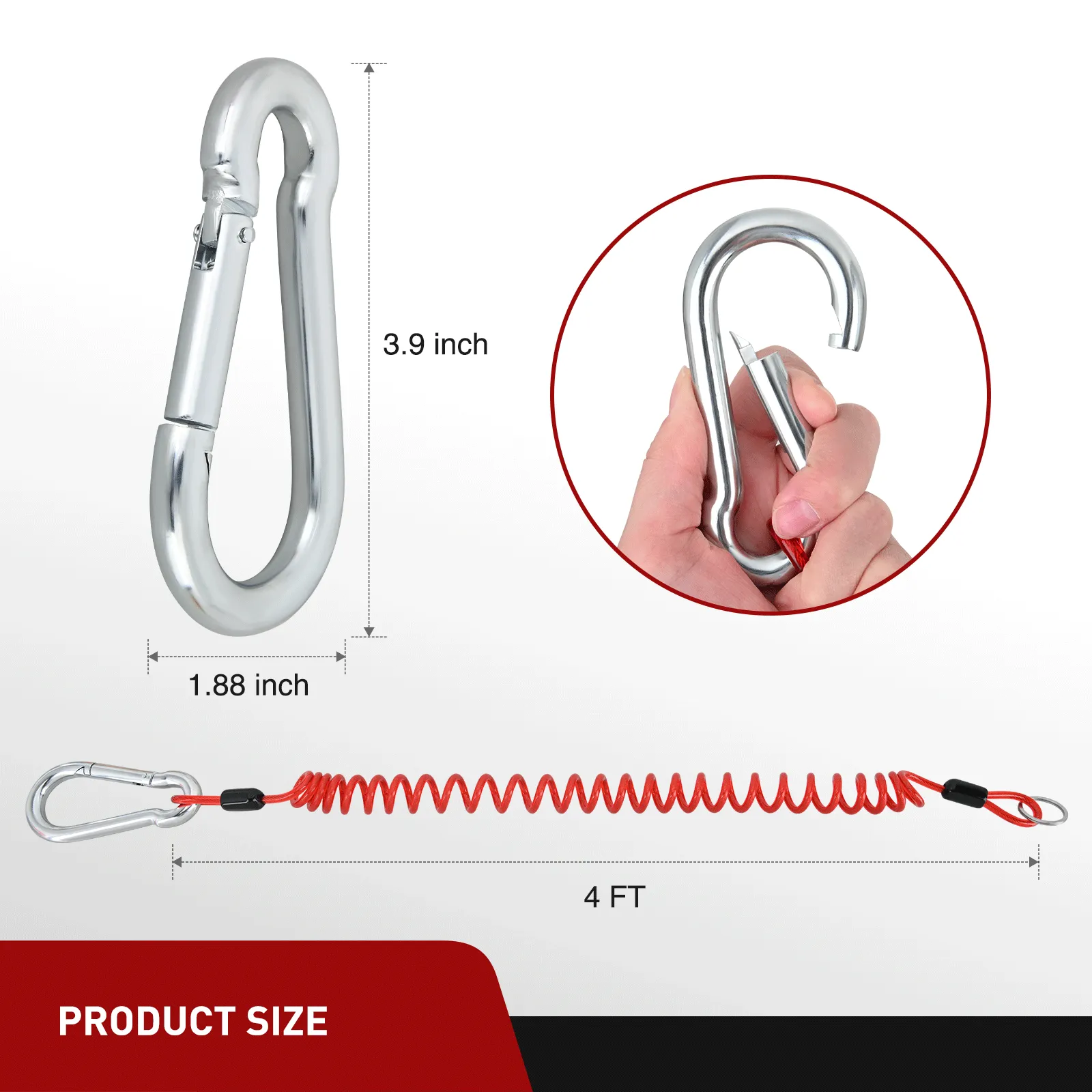 4FT Breakaway Trailer Cable Stainless Steel Spring Towing Coiled Wire