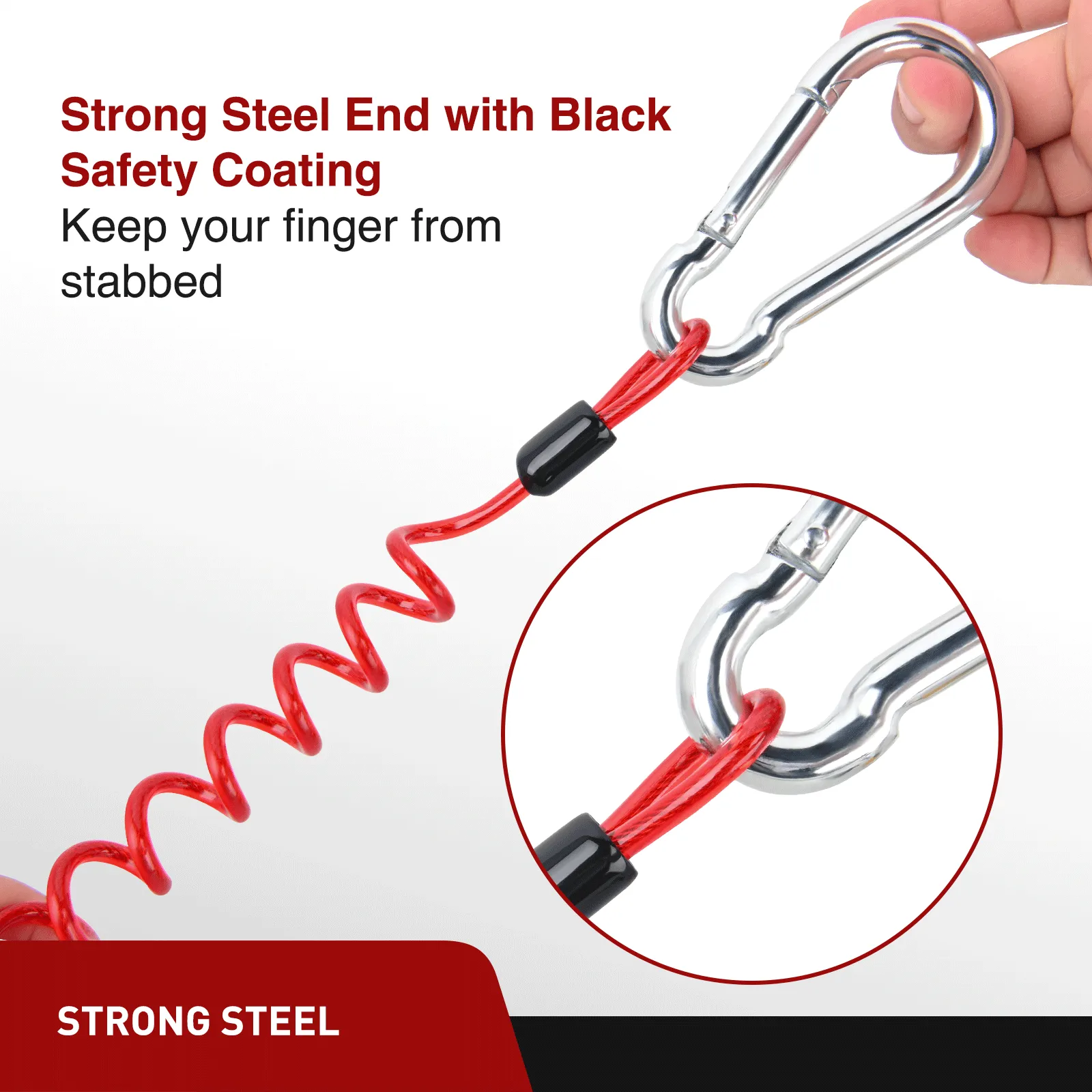 4FT Breakaway Trailer Cable Stainless Steel Spring Towing Coiled Wire