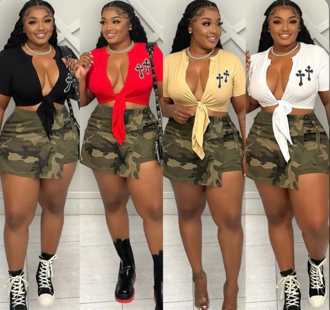 Fashion Camouflage Print Culottes
