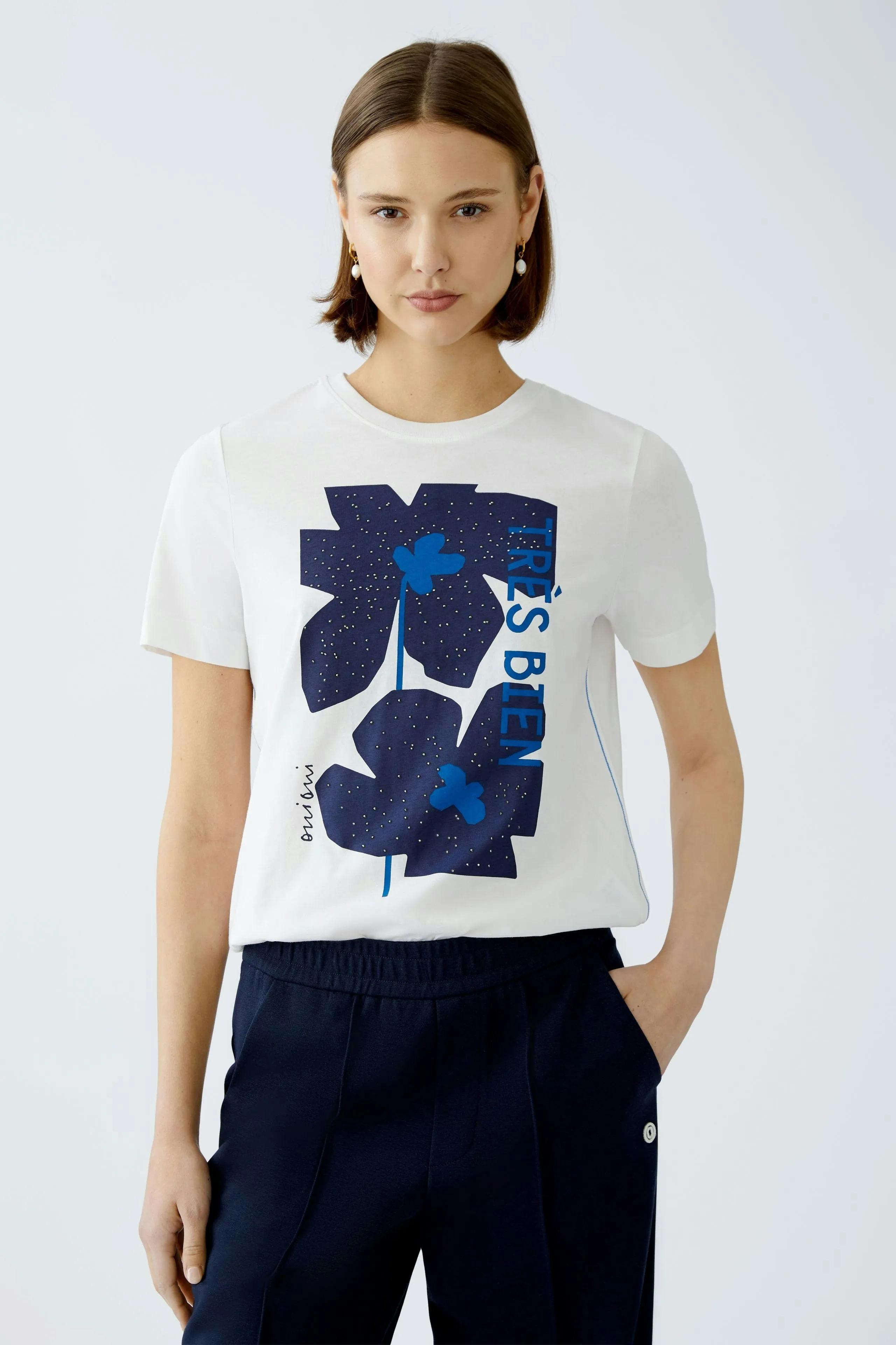Flower Motif T-Shirt - White