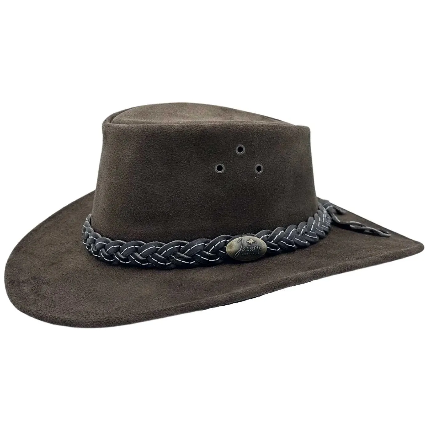 JACARU Wallaroo Suede Leather Hat UV Protection Water Resistant Wide Brim 1007