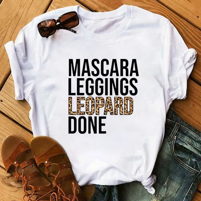Leopard Heartbeat Print Tshirts Women Clothes Short Sleeve Shirt Ladies Harajuku Womens T Shirt Oversize T-Shirt Female Tops Tee