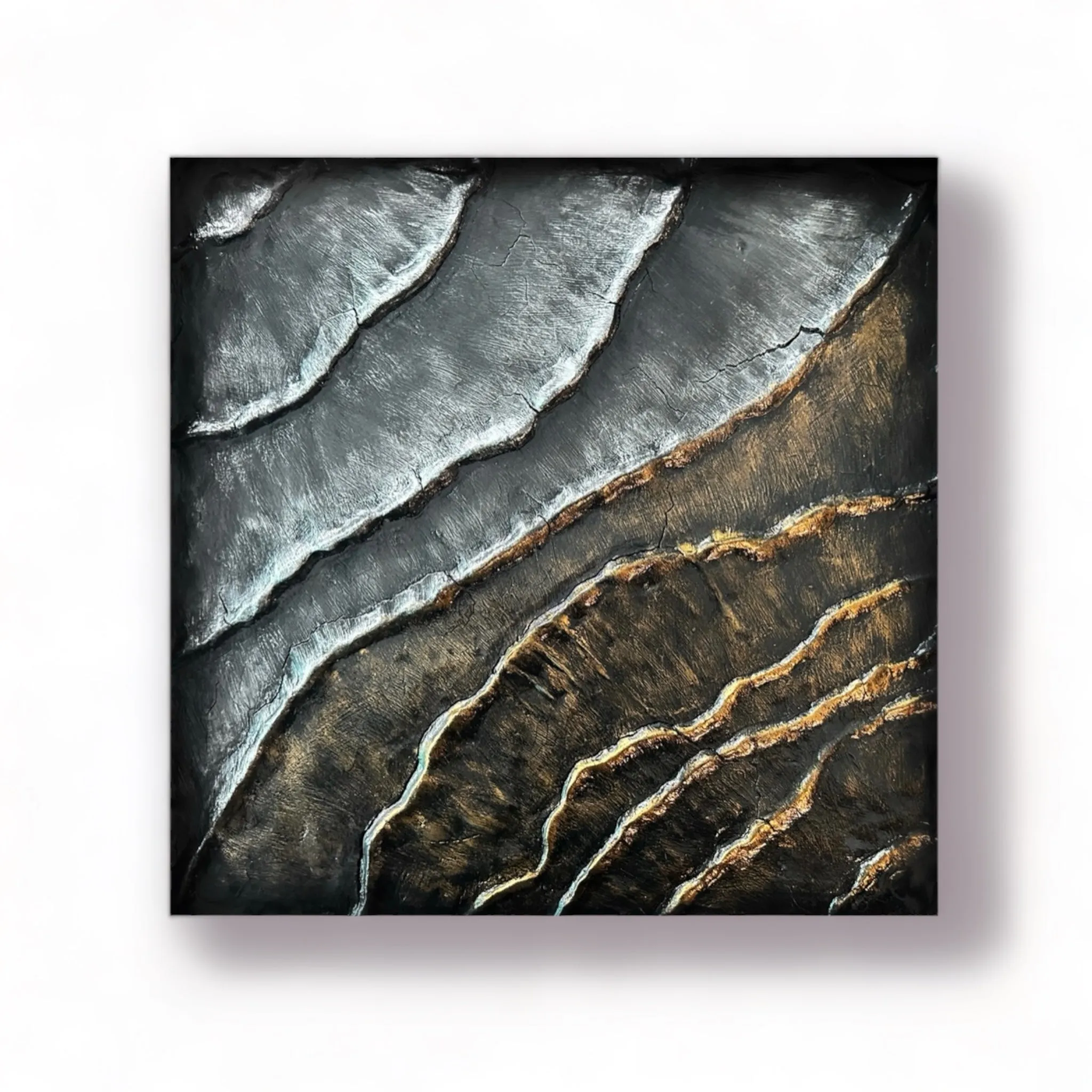 Sea of Gold & Silver Framed Sculpture