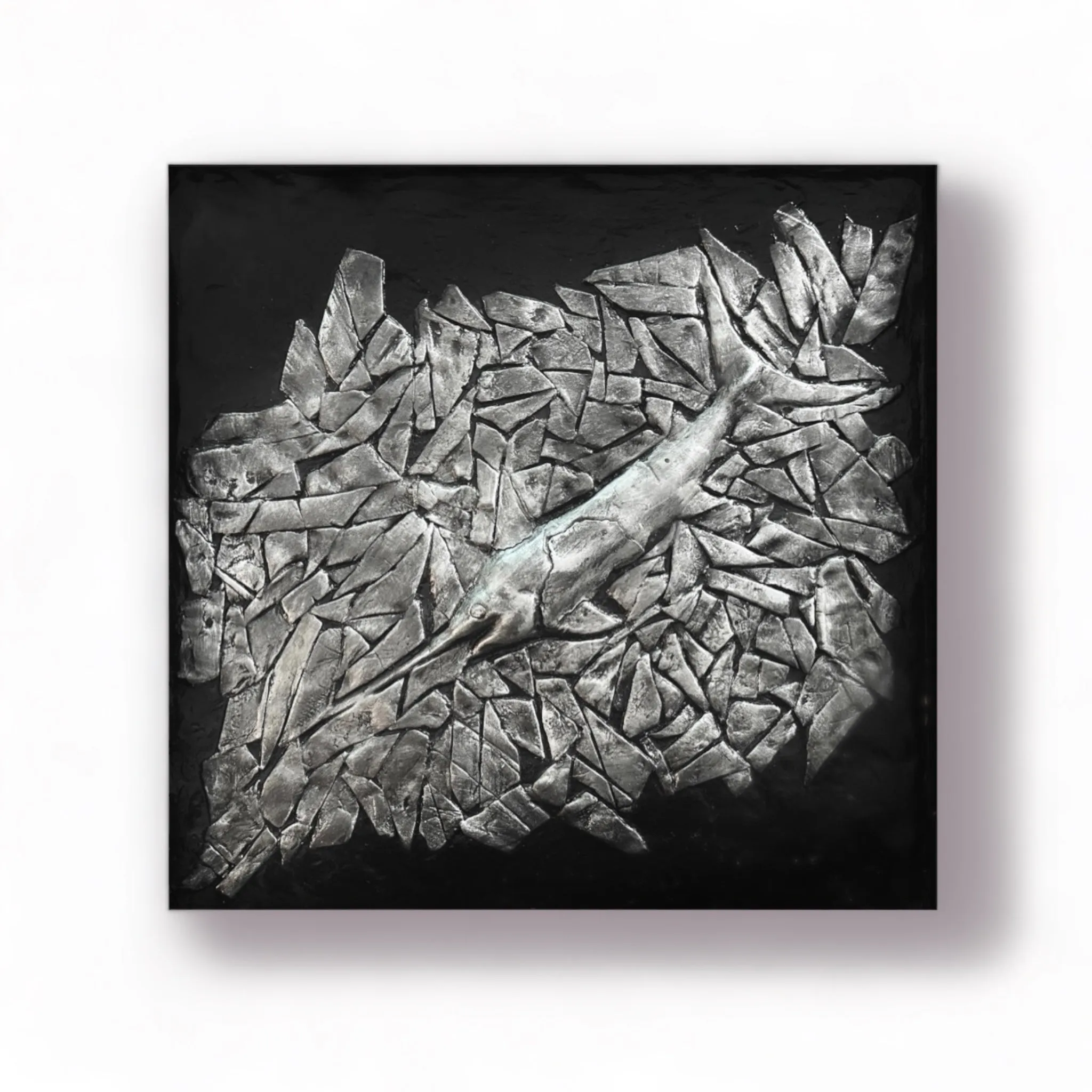 Sea of Swordfish & Diamonds Framed Sculpture