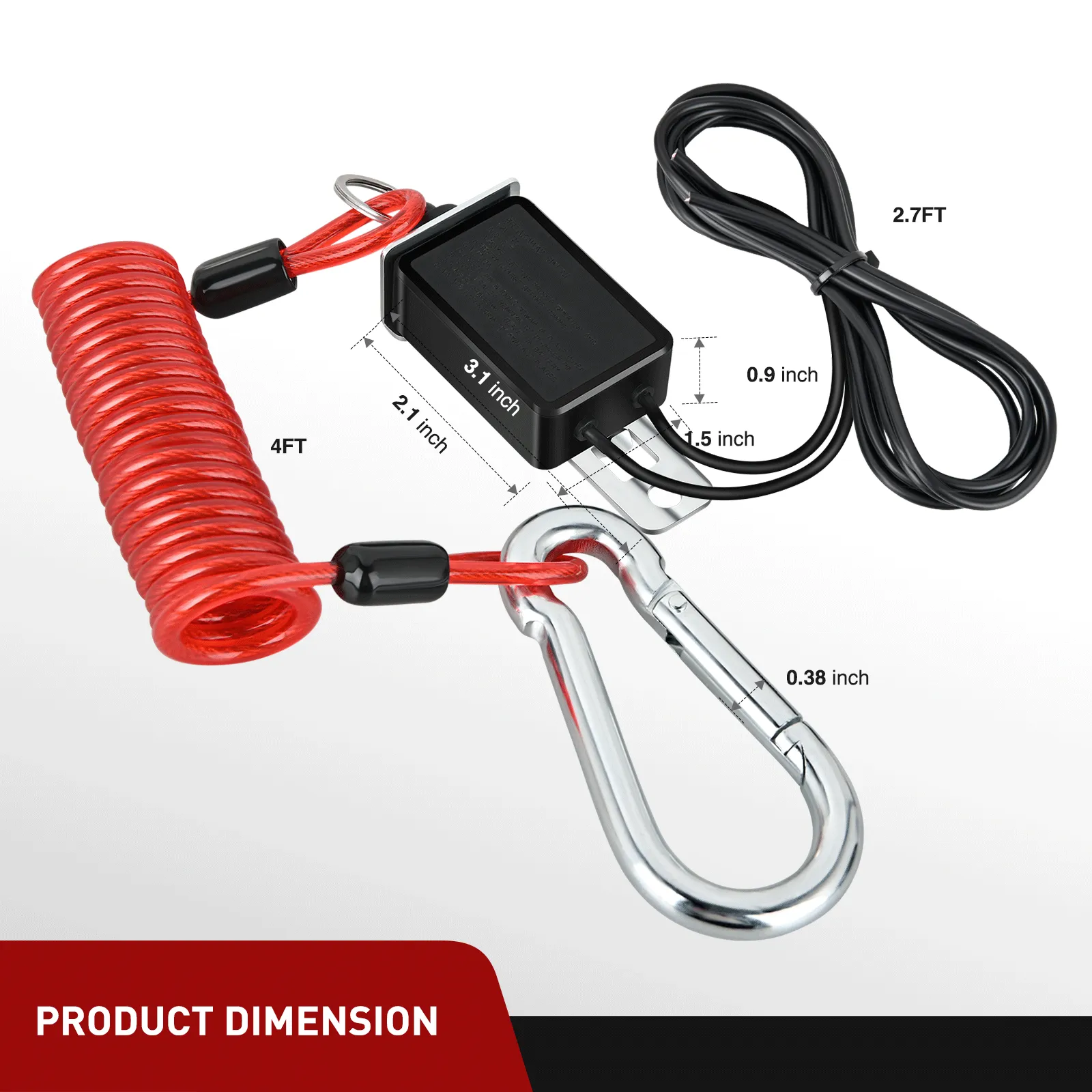 Trailer Breakaway Switch with 4FT Spring Coiled Cable