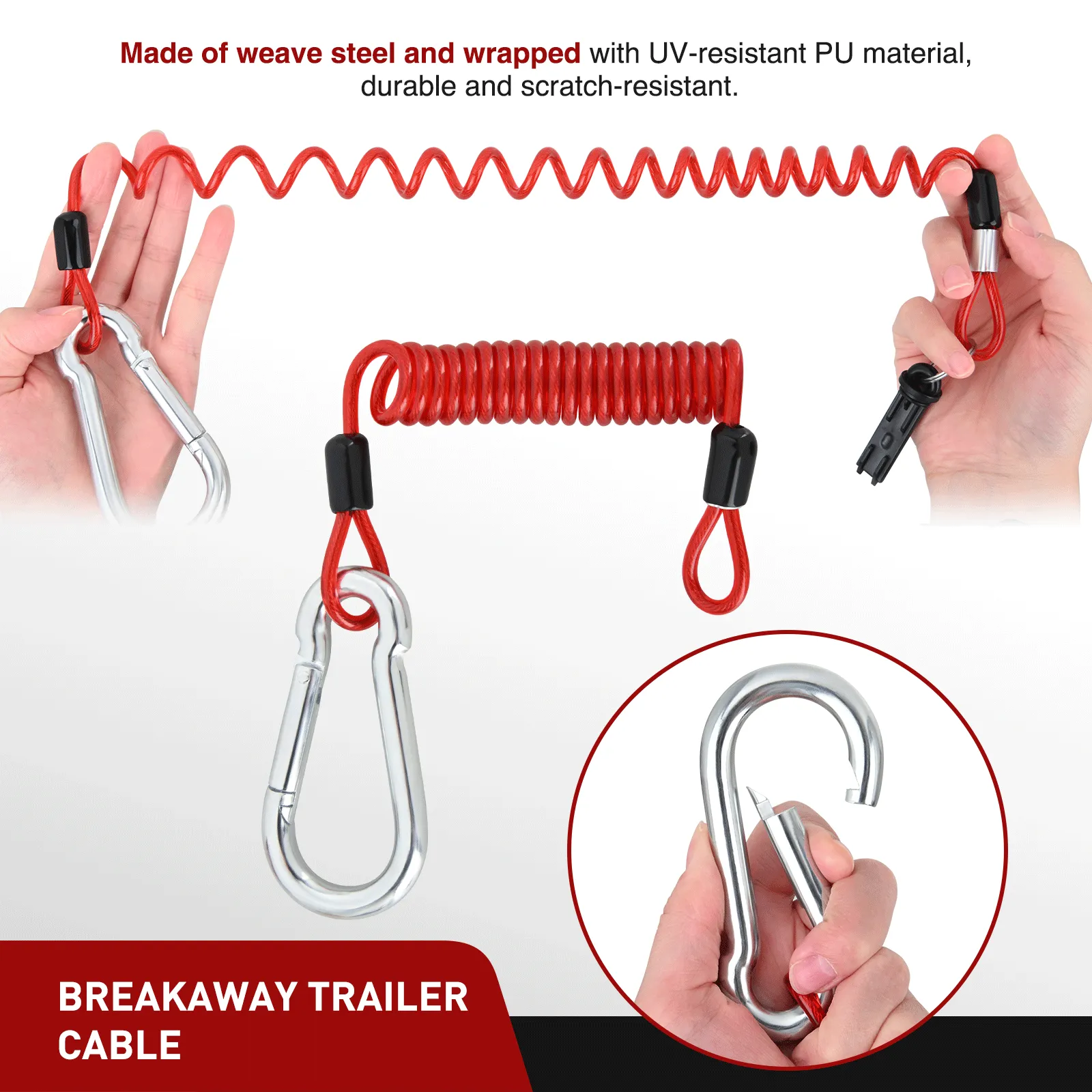 Trailer Breakaway Switch with 4FT Spring Coiled Cable